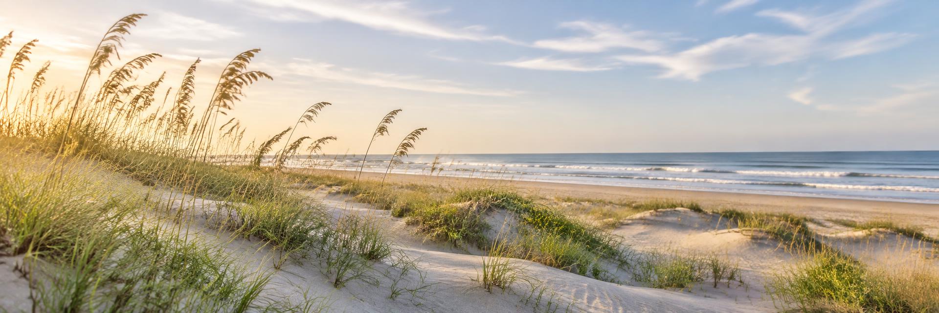 Wild sand dunes and sea oats at Isle of Palms, South Carolina