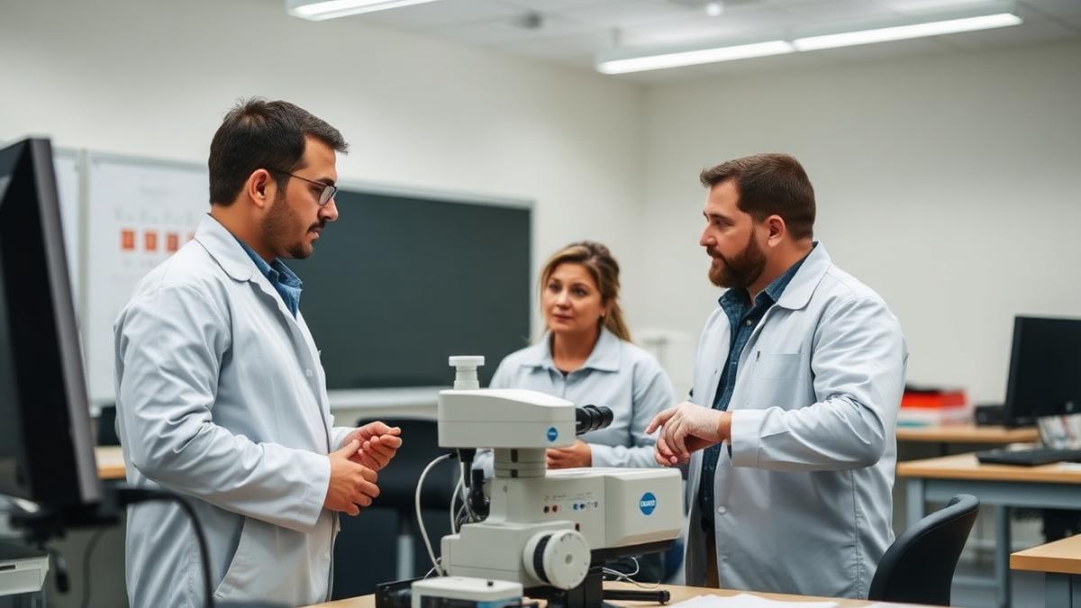 Instructor demonstrating building science equipment to adult trainees